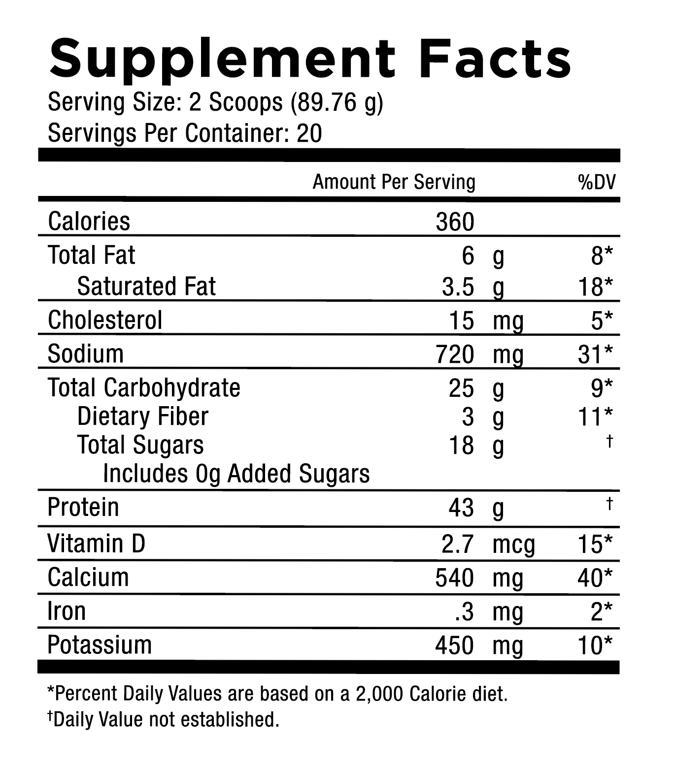 Dreami Chocolate supplement facts