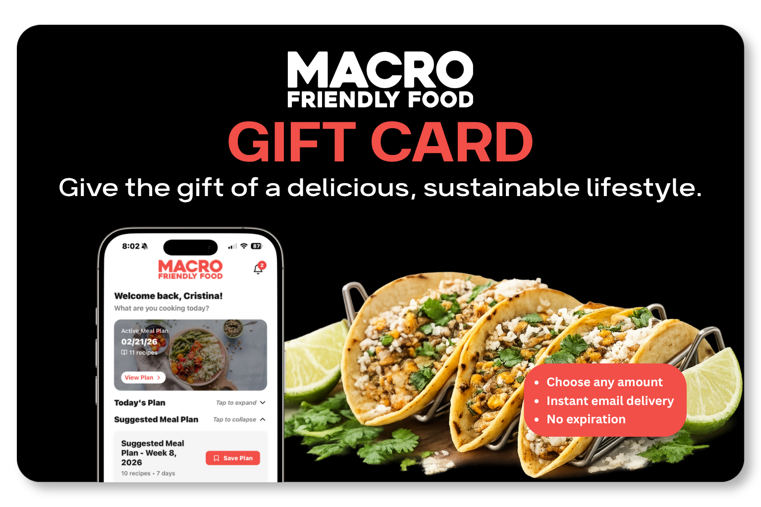 Macro Friendly Food Gift Certificate