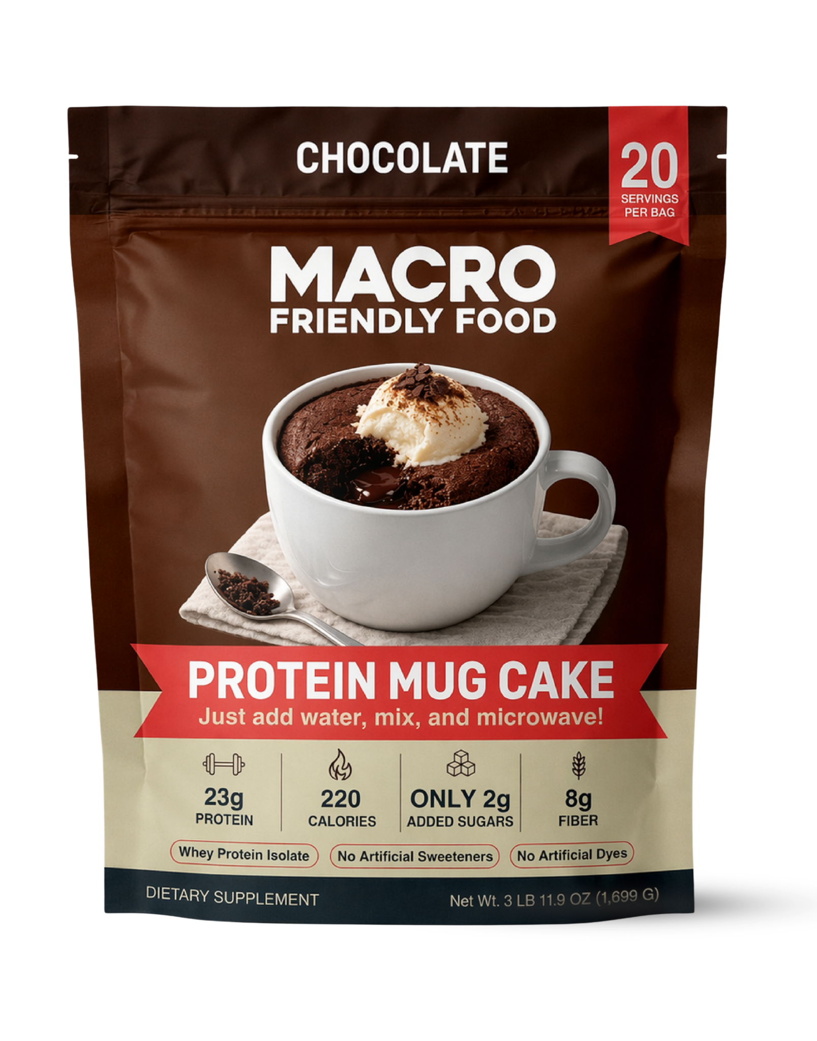 Chocolate Protein Mug Cake pouch front